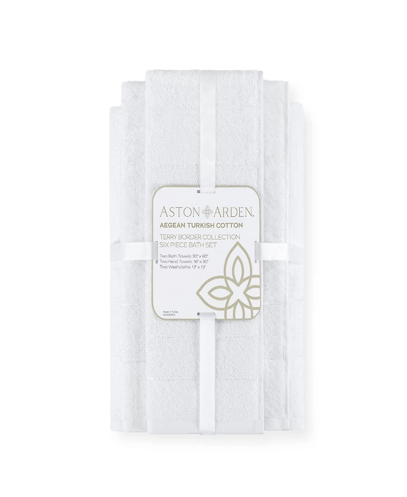 Aston and Arden Luxury Solid 6-Piece Bath Towel Set, 600 Gsm, Soft 100% Turkish Cotton Bathroom Towels, Made in Turkey, 2 Bath Towels, 2 Hand Towels,