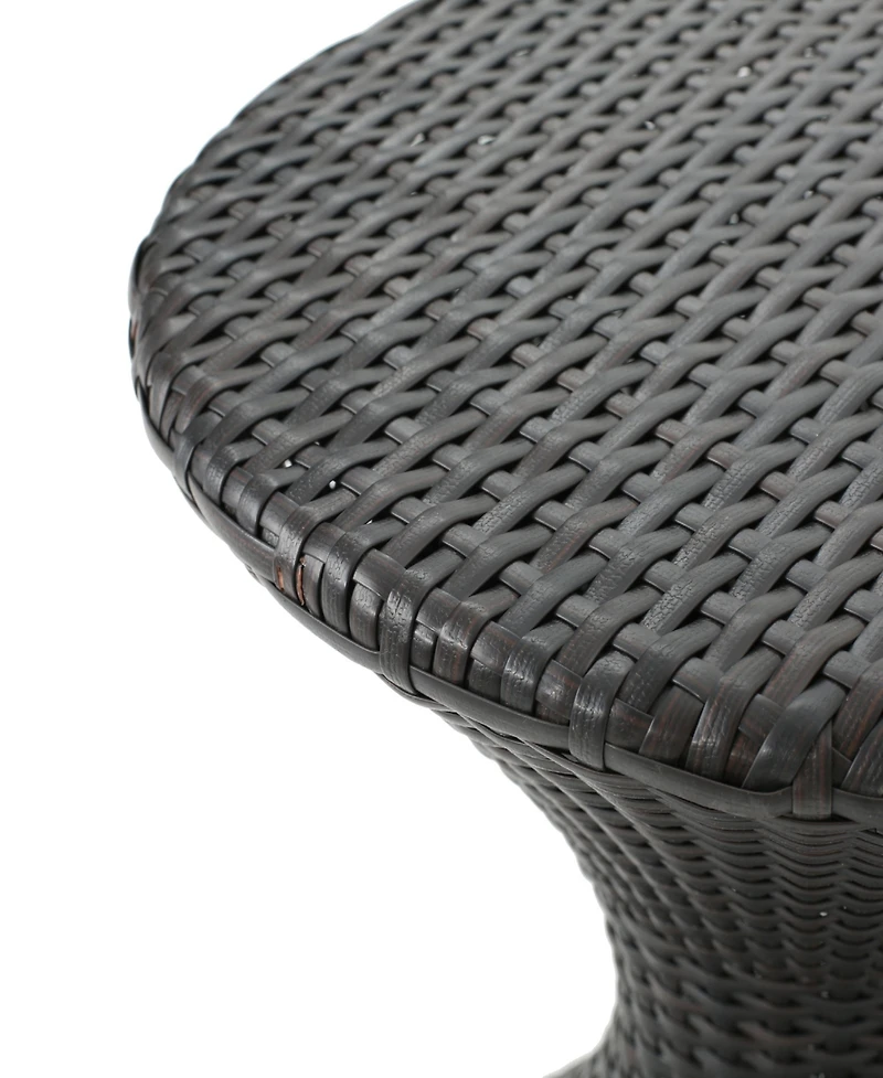 Streamdale Hourglass Wicker Side Table With Iron Frame For Outdoor Decor