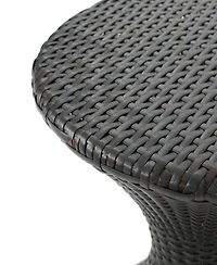 Streamdale Hourglass Wicker Side Table With Iron Frame For Outdoor Decor