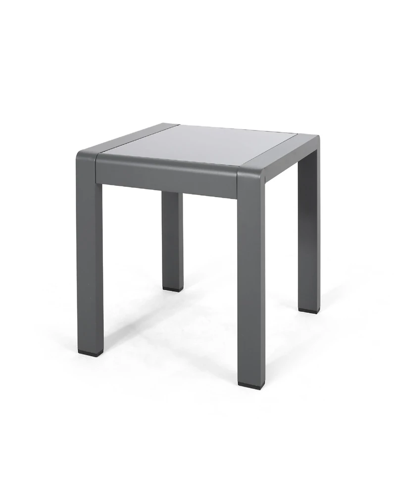 Streamdale Stylish Aluminum End Table With Frosted Glass Top For Outdoor Seating