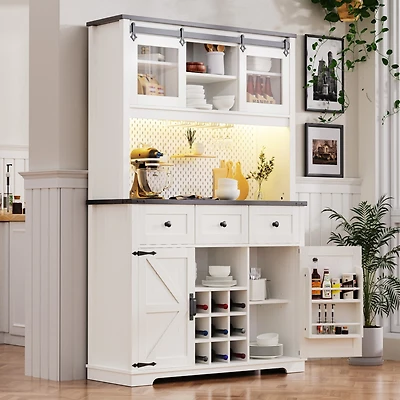 Streamdale 71" Farmhouse Pantry Cabinet with Storage and Power Outlets