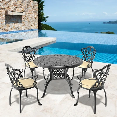 Streamdale 5-Piece Cast Aluminum Patio Set with Cushions
