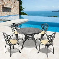 Streamdale 5-Piece Cast Aluminum Patio Set with Cushions