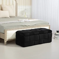 Storage Ottoman, Bedroom End Bench, Upholstered Fabric Storage Ottoman with Safety Hinge, Entryway Padded Footstool, Ottoman Bench for Living Room & B