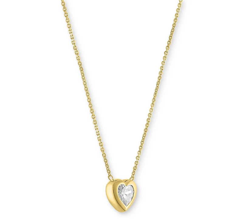 Forever Grown Diamonds Lab-Grown Diamond Heart Bezel Necklace (1/3 ct. t.w.) in 10k Yellow Gold