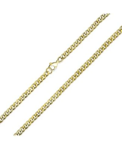 Bling Jewelry Heavy Duty Curb Chain Necklace Gold Tone Stainless Steel 4mm