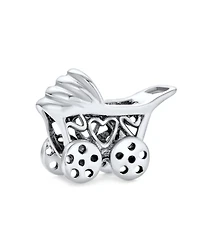 Bling Jewelry New Mom Carriage Stroller Charm Bead in Oxidized Sterling Silver for Bracelet