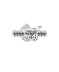 Bling Jewelry New Mom Carriage Stroller Charm Bead in Oxidized Sterling Silver for Bracelet