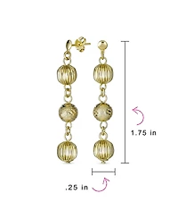 Bling Jewelry Multi Spheres Linear Dangle Ball Earrings Gold Plated 6MM