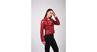 Furniq Uk Women's Leather Jacket, Red, Created for Macy's