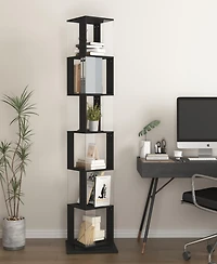 Streamdale Furniture 6 tier Rotating Bookshelf, Floor Rack Simple Bookcase with Acrylic plate Student Multi-Function Creative Bookshelf for Living Roo