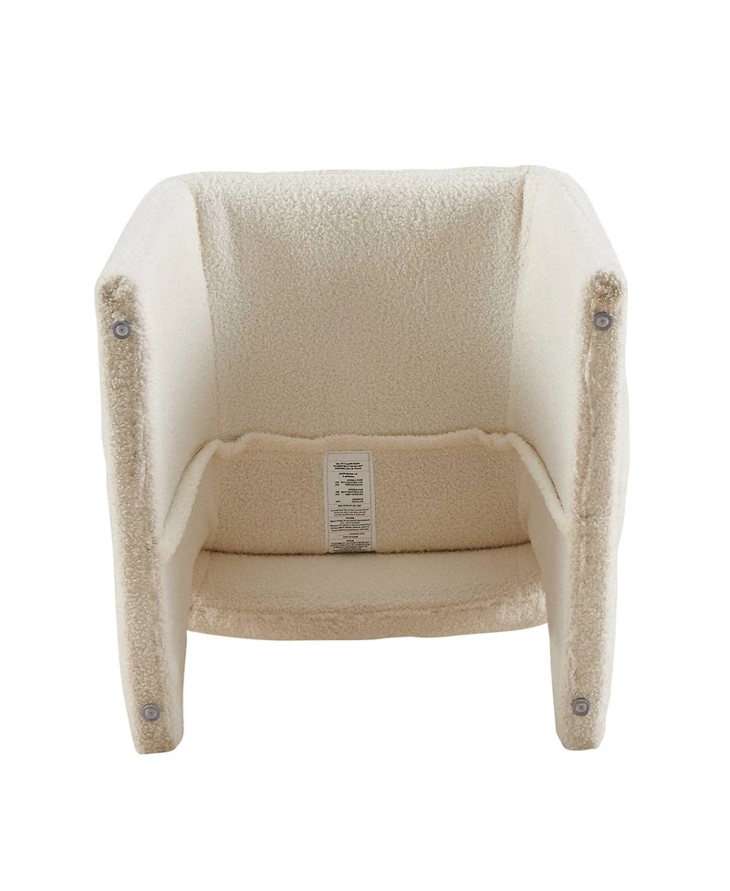 Simplie Fun Modern Accent Chair White Single Sofa Chair, Upholstered Side Chair Teddy Comfy Chair for Dining Room/Bedroom/Living Room/Reception-Off Wh