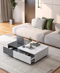 Streamdale Furniture Modern style black and white coffee table with two storage spaces