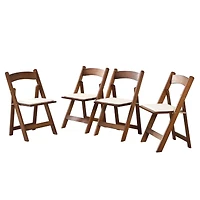 Streamdale Furniture Upholstered folding chair, space saving, easy to carry, 4PCS, Walnut shelf+Beige cushion, Dining room