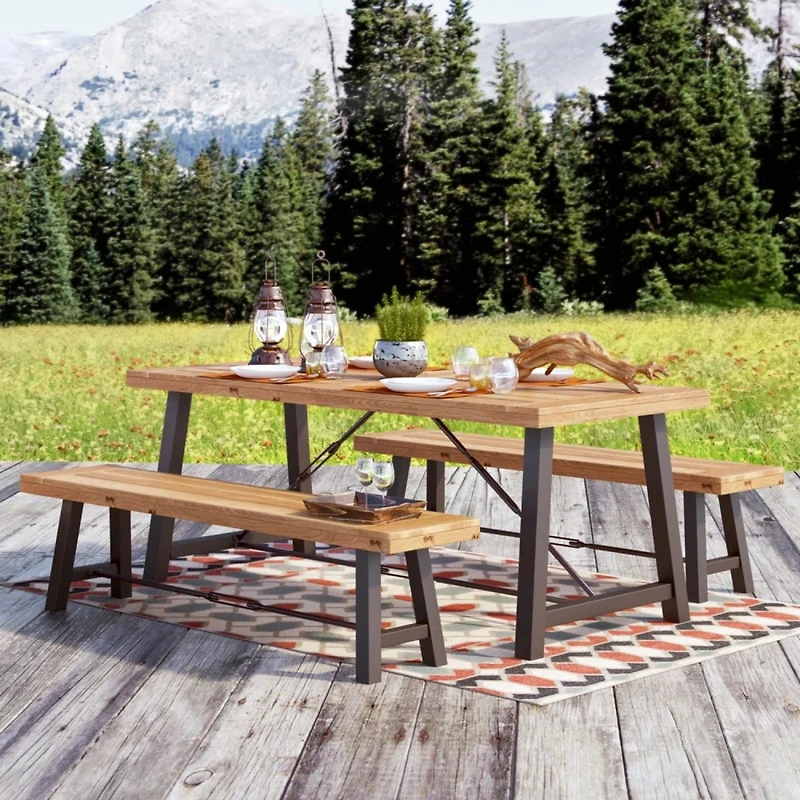 Streamdale Catriona 3 Piece Wood Outdoor Dining Set