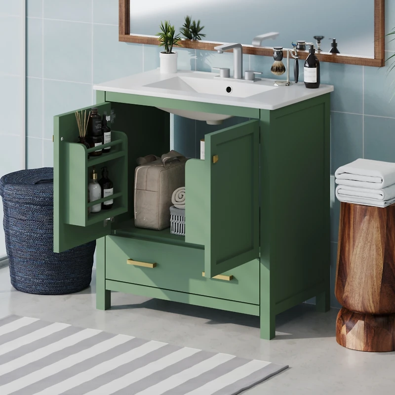 Streamdale 30" Green Bathroom Vanity with Sink and Storage