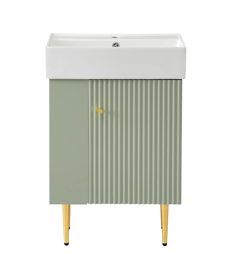 Streamdale Modern 21.6" Green Vanity Cabinet with Ceramic Sink