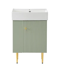 Streamdale Modern 21.6" Green Vanity Cabinet with Ceramic Sink