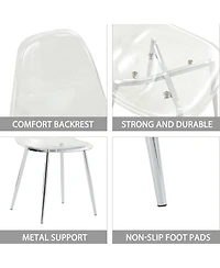 Streamdale Furniture Modern simple transparent dining chair plastic chair armless crystal chair Nordic creative makeup stool negotiation chair Set of
