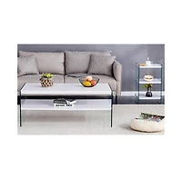 Streamdale Furniture Three levels of bedside tables. The board surface is Mdf, with white stickers, and both sides are transparent tempered glass. The