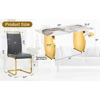 Simplie Fun Table and chair set, rock plate table top, gold metal table legs, stable and beautiful