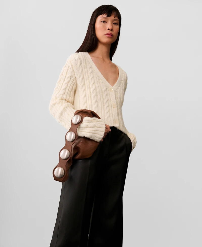 Mango Women's Buttoned Knit Braided Cardigan