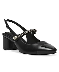 Anne Klein Women's Padova Cap Toe Mary Jane Slingback Block Heel Pumps