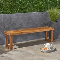 Nestor: Acacia Wood Slat Panel Bench For Outdoor Dining Or Seating