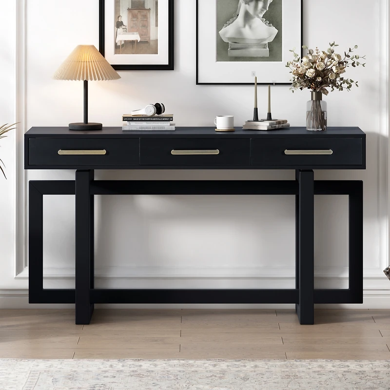 Streamdale Furniture Elegant Console Table with Three Drawers, Extra Long Entryway Table for Entryway, Hallway, Living Room, Foyer, Corridor