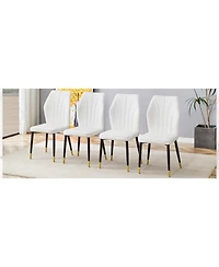 Streamdale Modern Pu Backrest Dining Chairs with Black Metal Legs