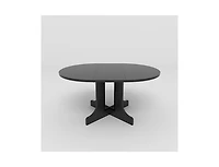 Streamdale Furniture Dining Table for Farmhouse Kitchen 59x43 Inch Expandable Oval Table Top with Removable Leaf Trestle X Shaped Base Black