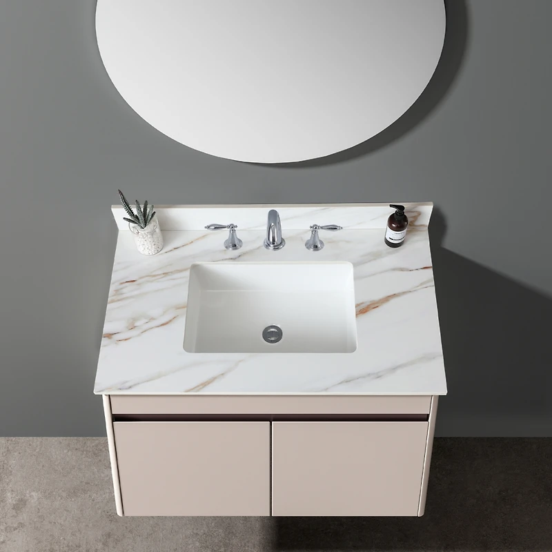 Simplie Fun 37 Inch Marble Vanity Top, Bathroom Vanity Top with Undermount Rectangular Middle Sink and 4" Height Backsplash, Pre-Drilled 8 Inch Faucet