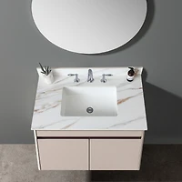 Simplie Fun 37 Inch Marble Vanity Top, Bathroom Vanity Top with Undermount Rectangular Middle Sink and 4" Height Backsplash, Pre-Drilled 8 Inch Faucet