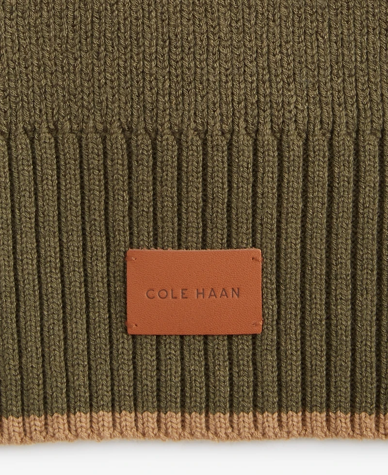 Cole Haan Men's Heritage Ribbed-knit Tipped Scarf