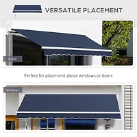 10' x 8' Retractable Awning, Patio Awnings, Sunshade Shelter w/ Manual Crank Handle, Uv & Water-Resistant Fabric and Aluminum Frame for Deck, Balcony,