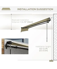 8' x 6.5' Retractable Awning, Patio Awning Sunshade Shelter with Manual Crank Handle, 280gsm Uv Resistant Fabric and Aluminum Frame for Deck, Balcony,