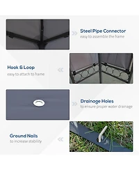 10' x 13' Patio Gazebo, Double Roof Outdoor Gazebo Canopy Shelter with Screen Decorate Corner Frame, for Garden, Lawn, Backyard and Deck, Gray