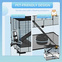 Hamster Cage, 23.5" Gerbil Cage with Glass Basin, Ramps, Platforms, Hut, Exercise Wheel, for Small Hamsters, Black