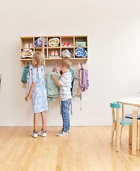 ECR4Kids Streamline 10-Section Hanging Coat Locker, Natural