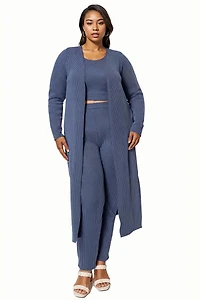 L I V D Women's Plus Size Luna Three Piece Rib Set