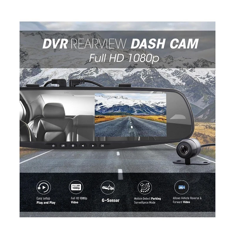 Pyle Dual Camera Car Video System, 1080p Hd Dash Cam & Waterproof Rearview Backup Camera