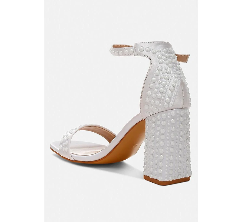Klebba Pearls Embellished Satin Sandals Women