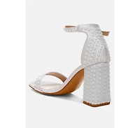 Klebba Pearls Embellished Satin Sandals Women