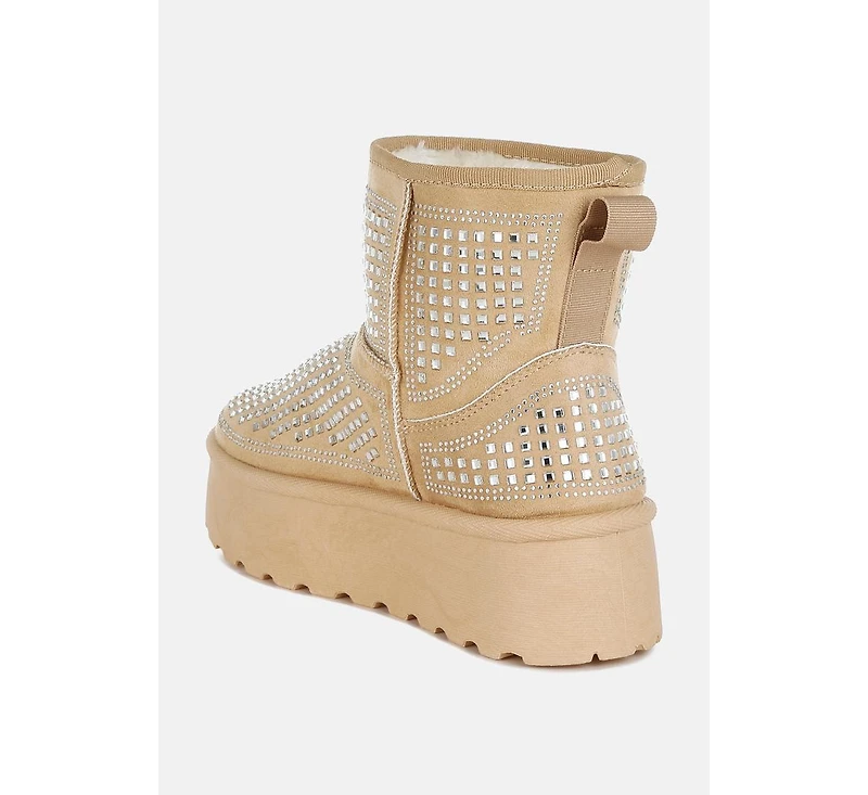 Xoras Chunky Rhinestones Ankle Boots
