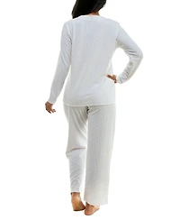 Roudelain Women's Cable-Knit Wide-Leg Pajama Set