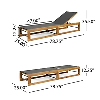 Streamdale Mia Chaise Lounges Breathable Mesh, Acacia Wood, Outdoor Comfort