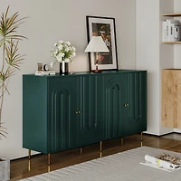 Simplie Fun Modern Green Lacquered 4 Door Wooden Cabinet Sideboard Buffet Server Cabinet Storage Cabinet, for Living Room, Entryway, Hallway, Office,