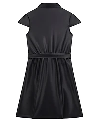 Guess Big Girls Leather Short Sleeve Dress with Belt