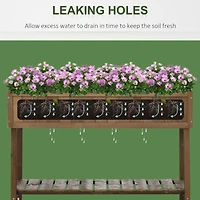 43x18x30in Raised Garden Bed with 8 Pockets and Shelf, Wooden Elevated Planter Box with Legs to Grow Herbs, Vegetables, and Flowers, Dark Brown