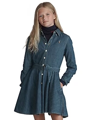 Polo Ralph Lauren Big Girls Belted Denim Cotton Shirtdress
